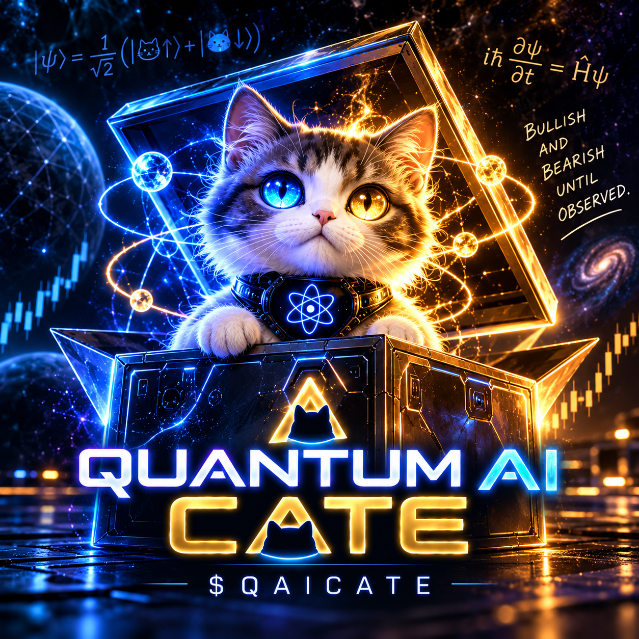 Schrödinger's quantum cat in its glowing box